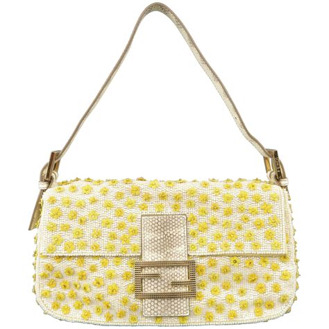 white denim yellow snakeskin fendi baguette|fendi handbags.